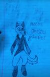  anthro big_tail black_and_blue canid canine canis drawing featureless_crotch inner_ear_fluff jacket_only lotusflwr male mammal meleotis_ekaki(lotusflwr) monochrome oversized_sweater sketch smile solo solo_focus tail tuft wolf 