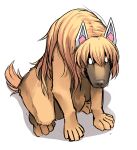  abigail_(girls&#039;_frontline_nc) animal_ears animal_focus blonde_hair dog fake_animal_ears fullmetal_alchemist fusion german_shepherd girls&#039;_frontline girls&#039;_frontline_neural_cloud hair_between_eyes highres long_hair looking_at_viewer m500_(girls&#039;_frontline) no_humans senpaihawkkun 