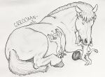  &lt;3 ambiguous_gender anthro bovid bovine cattle equid equine felid female feral groan group hgythshs hi_res horse larger_feral lying_on_another macro male mammal size_difference smaller_anthro traditional_media_(artwork) vore willing_pred willing_prey willing_vore 