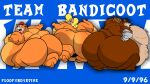  16:9 activision anthro big_butt bubble_butt butt chubby_female coco_bandicoot crash_bandicoot crash_bandicoot_(series) crunch_bandicoot feet female floofyboyetime fur group hi_res male male/female nude overweight thick_thighs trio widescreen 