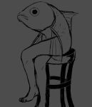  ambiguous_gender animal_humanoid barefoot crossed_legs dreamscreep fan_character feet fin fish fish_humanoid furniture greyscale hi_res humanoid humanoid_feet marine marine_humanoid merfolk mermay monochrome nude plantigrade reverse_mermaid sitting sketch solo split_form stool what 