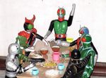  dinner food kamen_rider kamen_rider_ichigo kamen_rider_kuuga lowres shadow_moon table 