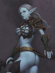  armor artist_request ass blue_skin breasts dark_elf elf highres huge_ass large_breasts lineage lineage_2 long_hair pointy_ears silver_hair 