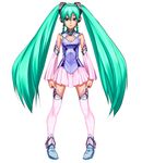  alternate_costume aqua_eyes aqua_hair bad_id bad_pixiv_id cleavage_cutout detached_sleeves hatsune_miku long_hair moyamoya skirt solo thighhighs twintails very_long_hair vocaloid 