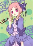  bug butterfly charlotte_(pandora_hearts) choker dress formal frills gathers hair_bun heart heart_of_string insect kurusu_yuzu pandora_hearts pink_eyes pink_hair red_string smile solo string 