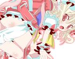  backpack bad_id bad_pixiv_id bag blonde_hair flandre_scarlet open_mouth panties panty_pull red_eyes solo tm touhou underwear 