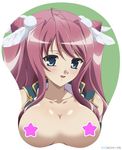 blue_eyes breast_mousepad breasts feathers koihime_musou large_breasts mousepad red_hair ryuubi solo 