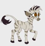  2022 absurd_res black_and_white_hair black_hooves brown_eyes digital_drawing_(artwork) digital_media_(artwork) equid equine female feral full-length_portrait grey_body hair hi_res hooves mammal no_pupils portrait ribbon_(tfh) simple_background skunk_bunk smile solo striped_body stripes tail tail_tuft them&#039;s_fightin&#039;_herds tuft white_background zebra 