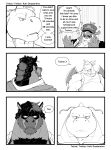  2023 3:4 anthro appletun beard belly big_belly black_hair bodily_fluids body_hair chest_hair clothed clothing comic deadanthro detailed_background dialogue dragon dragonite elemental_creature english_text equid facial_hair floppy_ears flora_fauna front_view generation_1_pokemon generation_7_pokemon generation_8_pokemon group hair hat headgear headwear hi_res larger_male looking_at_another macoun_(deadanthro) male male/male mammal mature_male monochrome mudsdale multiple_images musclegut muscular muscular_male nintendo obscured_eyes overweight overweight_male pat_(deadanthro) plant pokemon pokemon_(species) scalie shaded size_difference smaller_male speech_bubble stare sweat text torn_clothing tucker_(deadanthro) undressed 