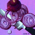  alt_text commentary english_commentary food food_focus highres knife marlowe-art no_humans onion original purple_background red_onion signature tumblr_username vegetable 