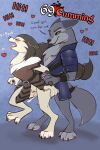  anthro armello atane27 bodily_fluids canid canine canis clothed clothing cum cum_inside digital_media_(artwork) duo female genital_fluids hi_res male male/female mammal river_(armello) sex simple_background text thane_(armello) wolf 