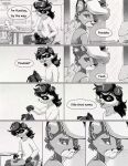  absurd_res anthro black_and_white canid canine comic domestic_ferret duo fox foxdale foxdale_axelrod greyscale hi_res high_school male mammal monochrome mustelid musteline school teenager true_musteline weasel young 