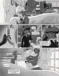  absurd_res anthro black_and_white canid canine clothing comic female fox foxdale foxdale_axelrod greyscale hi_res kitchen male mammal monochrome mother parent phone school_uniform teenager uniform young 