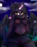  absurd_res anthro breasts caliluminos clothed clothing costume equid equine female fishnet furryartist hasbro hi_res horse invalid_tag mammal my_little_pony pegasus pony solo topless wings ych 
