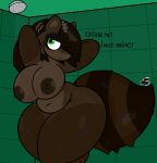  absurd_res anthro areola bathing bathroom belly big_breasts big_tail breasts brown_areola brown_body brown_fur brown_nipples canid canine cheek_tuft chubby_female english_text facial_tuft female female_focus fluffy fluffy_tail fur green_eyes hair hands_behind_head hi_res huge_breasts hybrid mammal navel nipples nude procyonid raccoon raccoon_dog raccoonuki raquel_(raccoonuki) shower simple_background sketch slightly_chubby solo tail tanuki text thick_thighs tuft water wet wet_body wet_fur wet_hair 