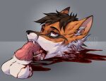  anthro balls blood bodily_fluids brown_hair canid canine castration corpse death decapitation fellatio fox fur genital_mutilation genital_torture genitals gore hair kolkolukija male mammal open_mouth oral penile red_body red_eyes red_fur sex snuff solo violence 