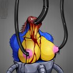  absurd_res ambiguous_fluids anthro blood bodily_fluids breasts death decapitation female female_body gooyey gore hi_res increasing kolkolukija laboratory nipples pain resin solo 