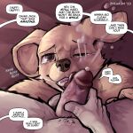  1:1 2023 after_oral anthro balls beastars bed bodily_fluids canid canine canis collot_(beastars) comic cum cum_inside cum_on_face dialogue domestic_dog duo english_text erection fur furniture genital_fluids genitals hi_res humanoid_genitalia humanoid_penis jack_(beastars) licking lying male male/male mammal on_back on_bed oral penile penis penis_lick sex text tongue tongue_out white_body white_fur zhearun 