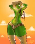  absurd_res amphibian big_butt bodily_fluids butt cowboy fan_character frog girly heckfrog hi_res male phat sweat wet wide_hips 