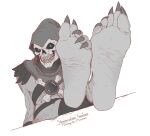  barefoot bone claws clothed clothing feet foot_focus he-man humanoid kredri male masters_of_the_universe mattel not_furry paws sitting skeletor skull soles solo toe_claws toes undead 