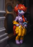  anthro april_o&#039;neil clothed clothing female hair hasan_danilov hi_res microphone microphone_between_breasts phallic_symbol red_hair red_tail solo suggestive_pose tail teenage_mutant_ninja_turtles topless yellow_jumpsuit 