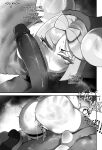  1girl after_anal after_sex after_vaginal anus cum cum_bubble cum_in_ass cum_in_pussy dark-skinned_male dark_skin fellatio greyscale hair_ornament hand_on_another&#039;s_head highres interracial iono_(pokemon) long_hair monochrome nyantcha oral penis_on_face pokemon pokemon_(game) pokemon_sv pokemon_swsh pussy raihan_(pokemon) slap_mark thigh_strap very_dark_skin 