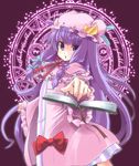  book crescent hat long_hair magic_circle patchouli_knowledge purple_eyes purple_hair solo touhou usa-pom 