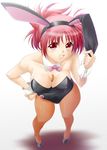  animal_ears ayato bad_id bad_pixiv_id between_breasts bow bowtie breasts bunny_ears bunnysuit covered_nipples highres large_breasts leotard lyrical_nanoha mahou_shoujo_lyrical_nanoha_strikers numbers_(nanoha) pantyhose red_eyes red_hair solo wendi_(nanoha) wrist_cuffs 