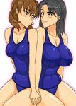  69_(tranquilo) bad_id bad_pixiv_id black_hair breasts brown_hair holding_hands huge_breasts large_breasts maria_holic miyamae_kanako multiple_girls oekaki school_swimsuit short_hair swimsuit tsutsui_honoka yuri 