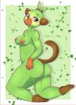  2019 anthro areola border breasts butt cheezayballz digital_media_(artwork) eyelashes female grookey hi_res looking_at_viewer mammal nintendo nipples nude pok&eacute;mon pok&eacute;mon_(species) primate solo video_games white_border 