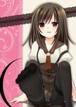  bakemonogatari brown_eyes brown_hair crotch_seam feet labia monogatari_(series) panties panties_under_pantyhose pantyhose pov_feet school_uniform sengoku_nadeko solo thighband_pantyhose toe_scrunch underwear yukian 