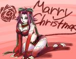  akiza akiza_izinski breasts brown_eyes christmas cleavage izayoi_aki large_breasts red_hair ribbon yu-gi-oh! yugioh_5d&#039;s yuu-gi-ou_5d's 