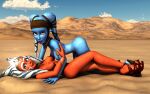  16:10 2012 3d_(artwork) 5_fingers aayla_secura ahsoka_tano alien alien_humanoid armband blue_body blue_eyes blue_skin breasts clothing collar collar_ring digital_media_(artwork) duo eyeshadow facial_markings female female/female female_on_bottom female_on_top fingers footwear head_markings humanoid jewelry kondas_peter lekku_(anatomy) lips looking_at_another looking_at_viewer lying makeup markings necklace not_furry nude on_back on_bottom on_top orange_body orange_skin outside pinup pose pseudo_hair purple_eyeshadow purple_lips sand star_wars togruta twi&#039;lek widescreen 