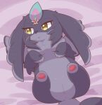  alternate_version_at_source anus bed crepix duel_monster female feral fur furniture genitals looking_aside lying lying_on_bed on_back on_bed pawpads paws purple_body purple_fur purrely_(archtype) purrely_lily pussy solo yellow_eyes yu-gi-oh! 