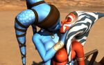  2015 3d_(artwork) aayla_secura ahsoka_tano alien alien_humanoid areola armband biped blue_areola blue_body blue_skin breast_squish breasts butt clothing digital_media_(artwork) duo embrace eyelashes eyes_closed eyeshadow female female/female fingers hand_on_back hand_on_breast headgear headwear holding_head humanoid kiss_on_lips kissing kondas_peter lekku_(anatomy) makeup nipples not_furry nude orange_body orange_skin pseudo_hair squish star_wars togruta twi&#039;lek 