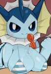  big_breasts breasts eeveelution female generation_1_pokemon hi_res nintendo pokemon pokemon_(species) sateco solo vaporeon 