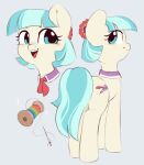  accessory bangs blue_eyes blue_hair blue_tail blush bow_tie coco_pommel_(mlp) cutie_mark earth_pony equid equine eyelashes female feral friendship_is_magic hair hair_accessory happy hasbro horse mammal melodylibris my_little_pony open_mouth open_smile pony simple_background smile tail tan_body 