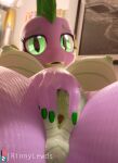  3d_(artwork) anthro anthrofied anus areola blender_(software) breasts close-up colored_nails crossgender digital_media_(artwork) dragon fangs female friendship_is_magic genitals green_eyes green_nails hasbro hi_res mtf_crossgender my_little_pony nails nipples non-mammal_breasts pink_body pink_scales pupils pussy rinny scales slit_pupils spike_(mlp) teeth 