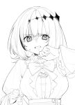  1girl bow bowtie disgust dtto. monochrome scarz shirt utaite_(singer) virtual_youtuber wafer_nuri white_hair white_shirt 