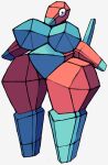  atsuineko big_breasts breasts dot_eyes female generation_1_pokemon hi_res huge_breasts humanoid multicolored_body nintendo nude pokemon pokemon_(species) porygon solo thick_thighs two_tone_body wide_hips 