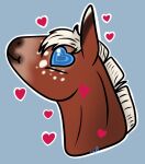  &lt;3 &lt;3_eyes 2023 ambiguous_gender asinus blue_eyes chibi digital_media_(artwork) donkey equid equine facial_markings feral gayletrotter hair head_markings headshot_portrait leroy_(allenh13) long_ears mammal mane markings portrait simple_background smile solo white_hair white_mane 