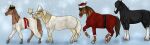  2022 absurd_res ambiguous_gender arzi_(wasen) black_body black_hair black_mane black_tail blue_eyes brown_body brown_eyes brown_hair brown_mane brown_tail candle christmas christmas_clothing christmas_headwear clothing clyde_(wasen) costume digital_media_(artwork) dolero draft_horse ears_through_headwear equid equine facial_markings feathering feral frown fur gayletrotter group hair hat head_markings headgear headwear hi_res holidays hooves horse looking_at_another looking_back mammal mane markings peach_(wasen) raised_leg sankta_lucia santa_costume santa_hat simple_background smile tail tan_body tan_hair tan_mane tan_tail tongue tongue_out white_hair white_mane white_tail yellow_body 