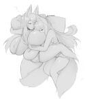  animal_humanoid belly big_breasts breasts cakecatboy canid canid_humanoid canine canine_humanoid cuddling duo eyes_closed female fox_humanoid huge_breasts humanoid mammal mammal_humanoid monochrome navel nipple_outline pillow signature simple_background sleeping slightly_chubby slightly_chubby_female slightly_chubby_humanoid sound_effects vowelless vowelless_sound_effect zzz 