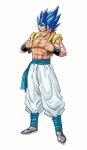  1boy abs dragon_ball dragon_ball_super full_body fusion gogeta highres kubota_chikashi looking_at_viewer muscular muscular_male solo super_saiyan super_saiyan_blue 