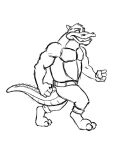  2015 4_fingers alligator alligatorid anthro biped bottomwear brok_(character) brok_the_investigator clothing concept_art crocodilian fingers humanoid_hands male official_art pants reptile scalie simple_background solo unknown_artist 