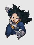  1boy black_eyes black_hair boots dragon_ball dragon_ball_z gloves kemachiku long_hair looking_at_viewer male_focus open_mouth saiyan_armor solo son_gohan v-shaped_eyebrows white_gloves 