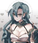  1girl armor bare_shoulders blue_hair braid breasts chloe_(fire_emblem) cleavage commentary eine_(eine_dx) fire_emblem fire_emblem_engage grey_eyes hair_between_eyes heart highres large_breasts long_hair looking_at_viewer shoulder_armor smile solo upper_body very_long_hair 