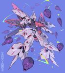  blue_background floating funnels_(gundam) gundam head_tilt looking_at_viewer looking_down mecha mk-5 mobile_suit open_hands pink_eyes qubeley redesign robot solo zeta_gundam 