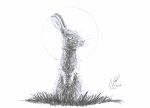  ambiguous_gender feral graphite_(artwork) greyscale hi_res lagomorph leporid lied_etal looking_at_viewer mammal monochrome nude pencil_(artwork) rabbit signature simple_background sketch solo traditional_media_(artwork) white_background 