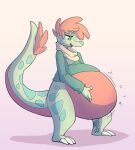  anthro belly big_belly crocodile crocodilian crocodylid male reptile scalie solo vurptrubbish water_inflation 